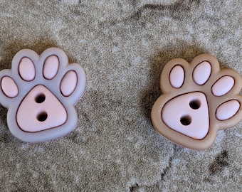 4 Kitty Paws 2 Hole Buttons Size 5/8" You choose the color.