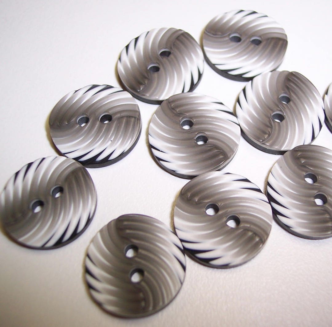 Small Round Buttons 16 Black and Gray Swirled Small Round Buttons. Size 9/16