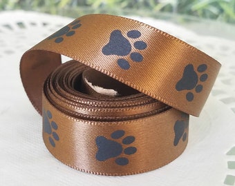 Pet Paws Dark Brown Ribbon 3 Yards