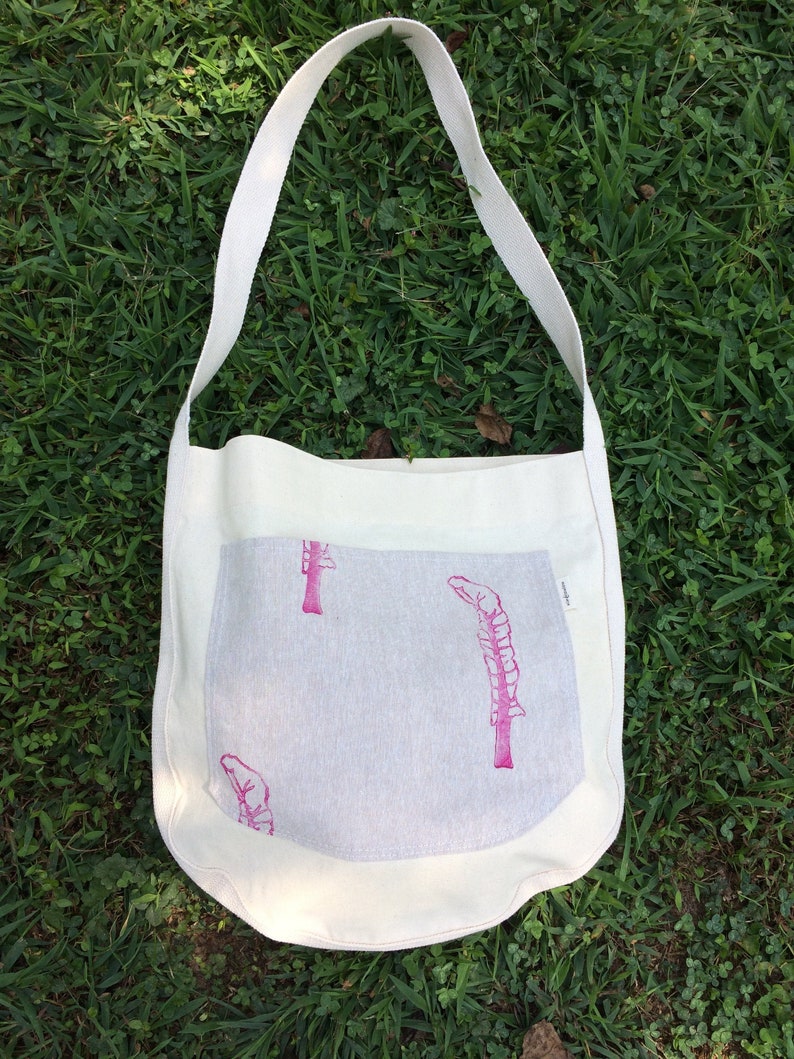 Hand printed Chard Print Farmer/'s Market Tote Bag