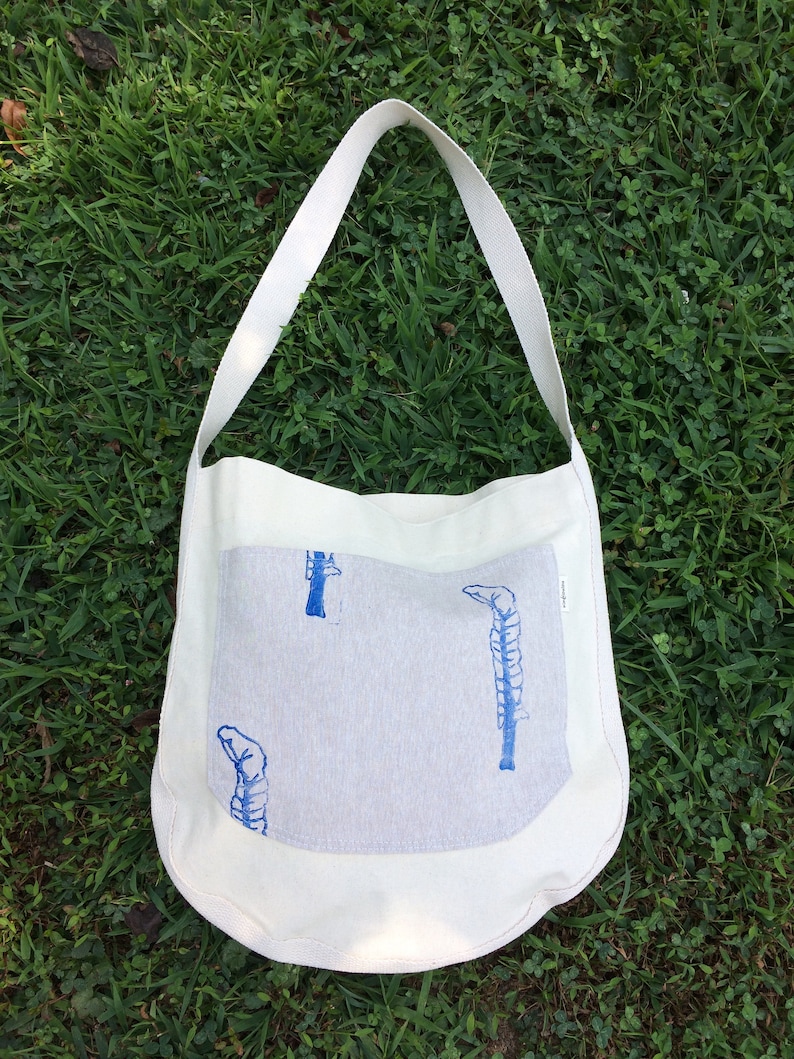 Hand printed Chard Print Farmer/'s Market Tote Bag