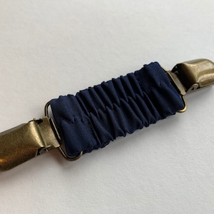 Solid Navy Cinch Clip.Clothing Cinch Clip, Sweater Clip, Dress Clip. Fastener accessory for loose shirts. Stretchy Clasp for Tailored Look