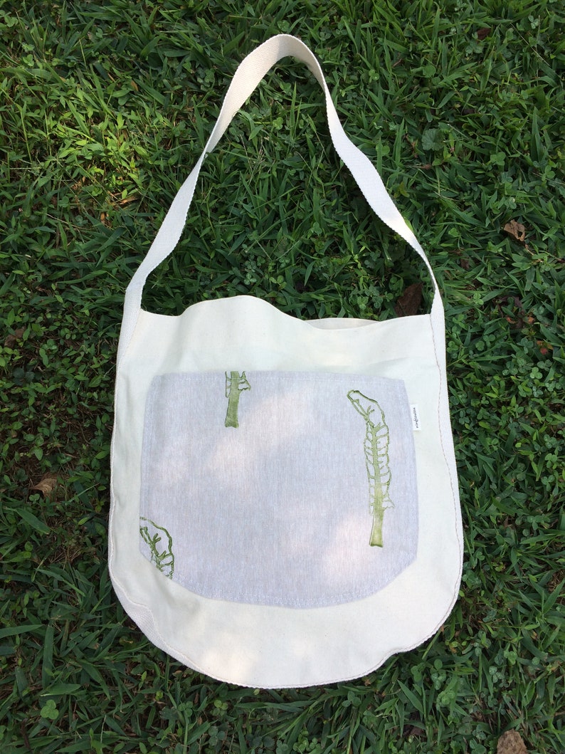 Hand printed Chard Print Farmer/'s Market Tote Bag