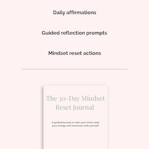 30-Day Mindset Reset Journal PDF | Daily Affirmations & Reflection Prompts | Self-Care, Mental Wellness and Personal Growth Printable