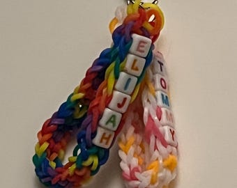 Name Charm/keychain, Loop Style (rainbow Loom/loom Band, Beaded