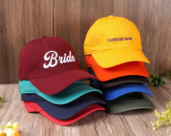 Embroidered 3D Text baseball cap,Custom text logo,Unisex Cotton Baseball Cap,Custom Embroidered Hat,Mothers day gift,Team hat,Christmas gift