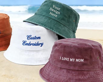 Custom bucket hat,embroidered text,logo bucket hat,Personalized Vintage bucket hat,Bachelorette,Dad Hats,Gift For Her/Him,Bridal Hat.