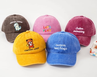 Customized kid retro baseball Hat,embroidered text,logo baseball caps, personalized hats,Aldult hats, baby hats,Parent child baseball cap.