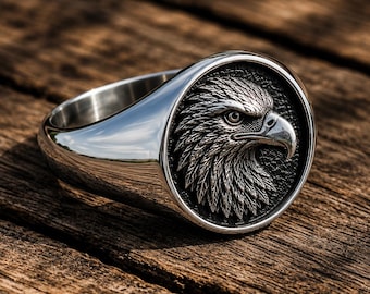 Adler-Siegelring aus 925er Sterlingsilber, Gothic-Bikerring, Statement-Schmuck für Herren