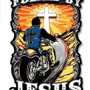Kristen biker-märke | Broderat strykmärke med texten Fueled By Jesus