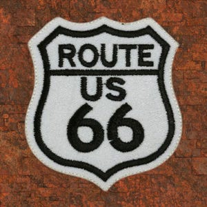 Route 66 Biker Patch, Embroidered Iron on Vest Applique, Sew on Motorcycle Badge