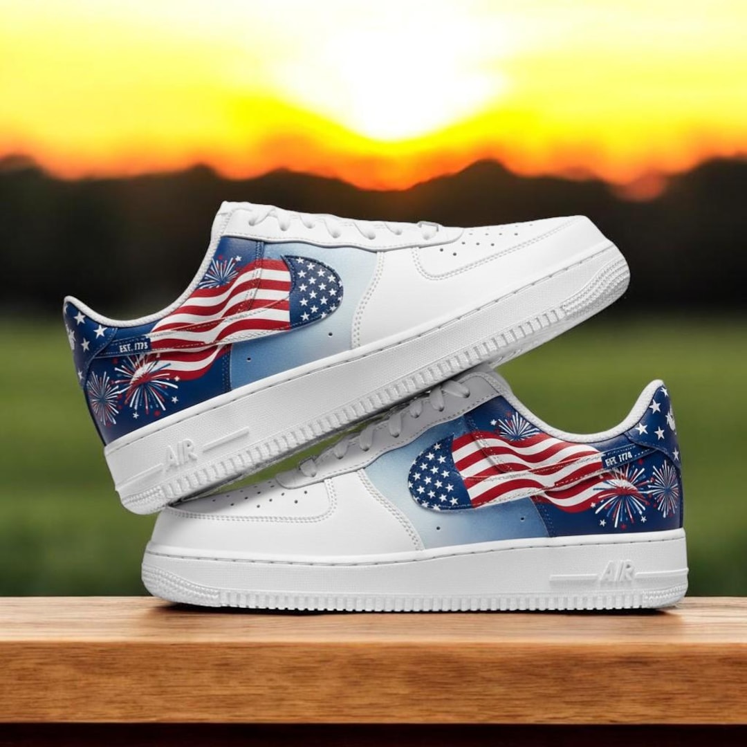 American Flag Air Force 1 Sneakers, Custom Air Force 1 Shoes, Hand ...