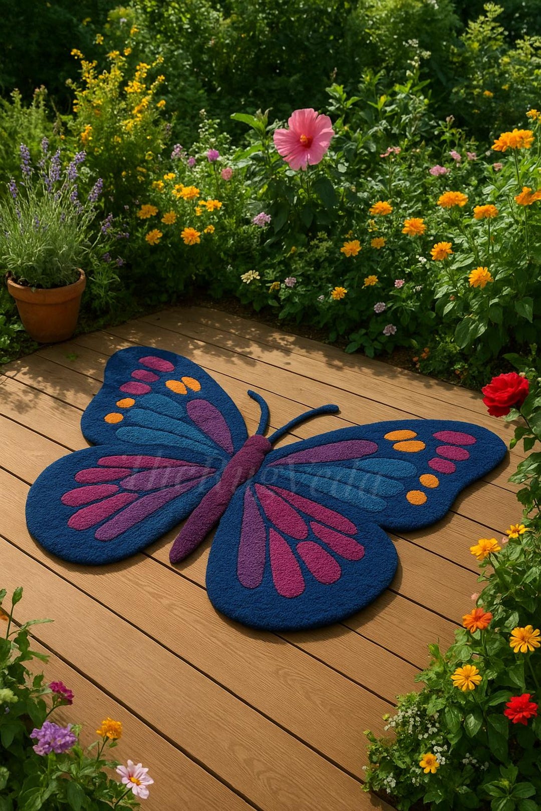 Hand Tufted Butterfly Wool Rug | Colorful Nature Area Rug | Nursery ...