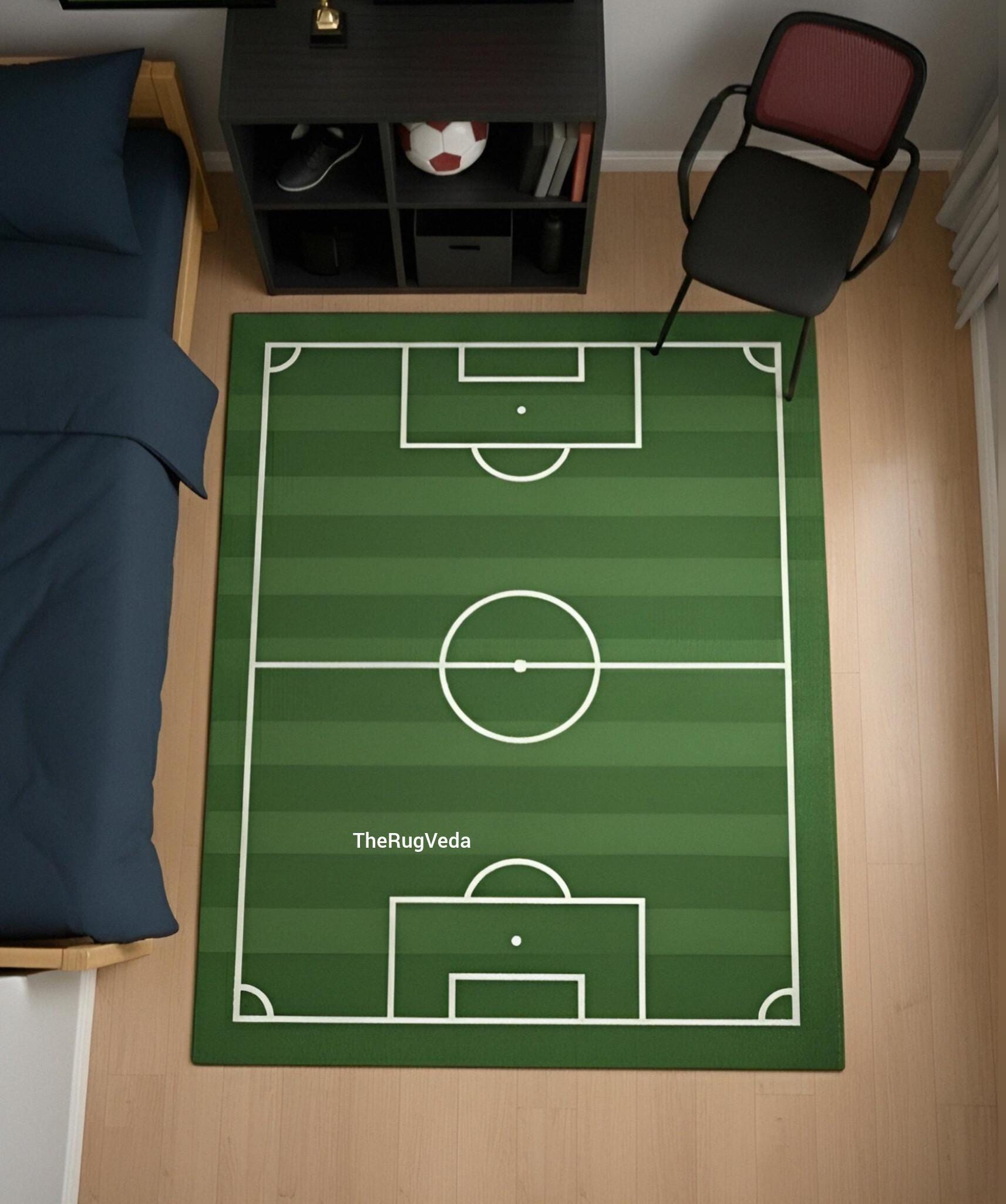 Pure Color Carpet Rugby Hand Tufted Soccer Field Rug, Green Football Pitch Wool Carpet, Kids ...
