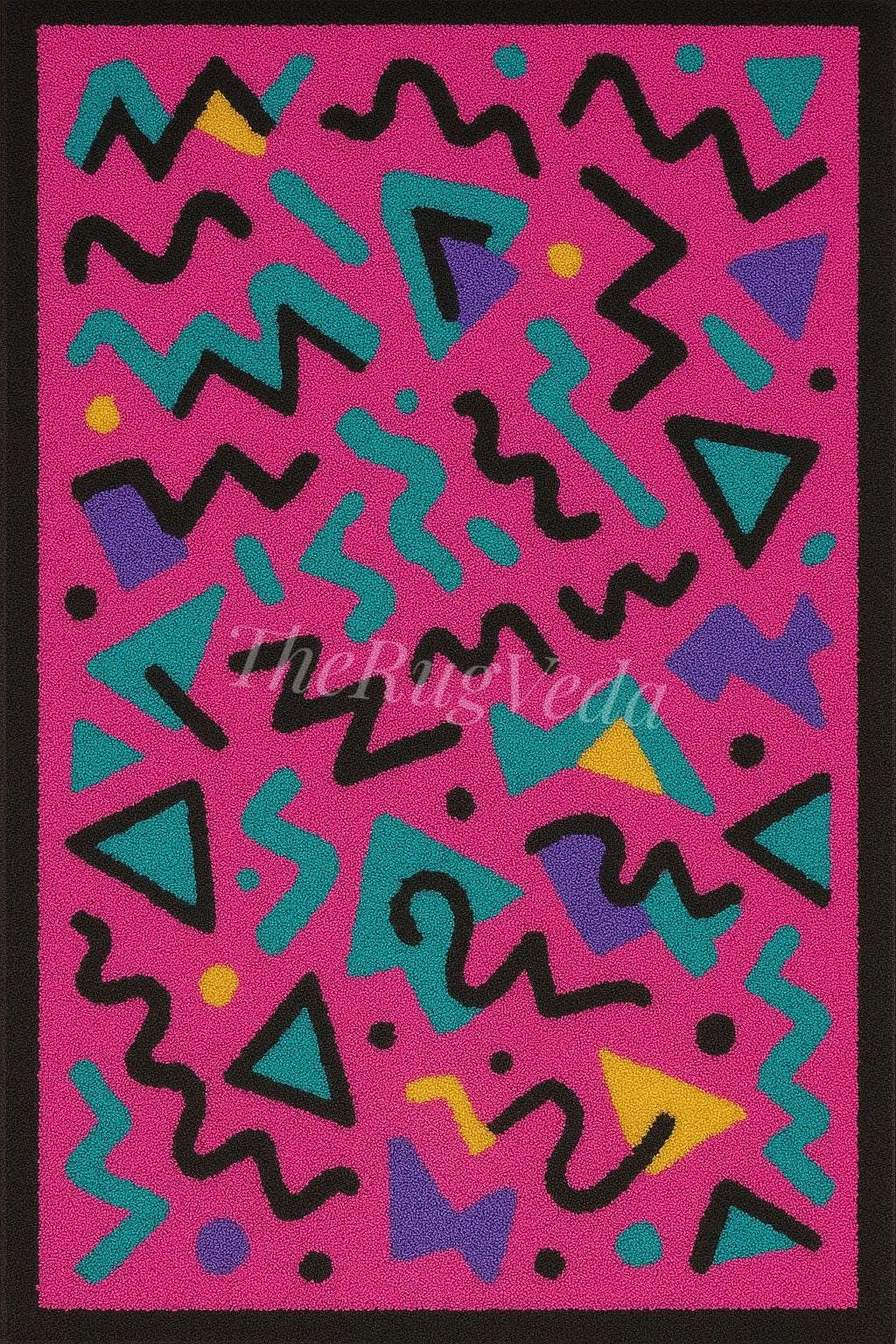 Hand Tufted Memphis Style Wool Rug | Retro Geometric Area Rug | 80s ...