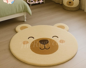 Handtufted Polar Bear Wool Rug – Soft Nursery Carpet for Baby & Kids Room Decor