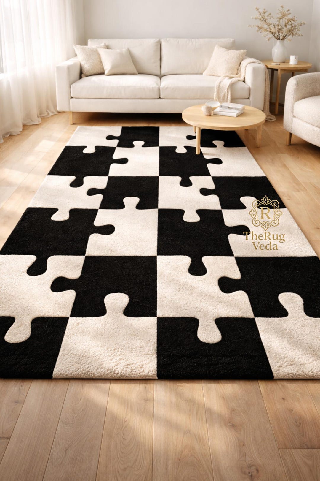 Modern Puzzle Rug Modern Puzzle Rug | Black & White Handtufted Area Rug | Contemporary ...
