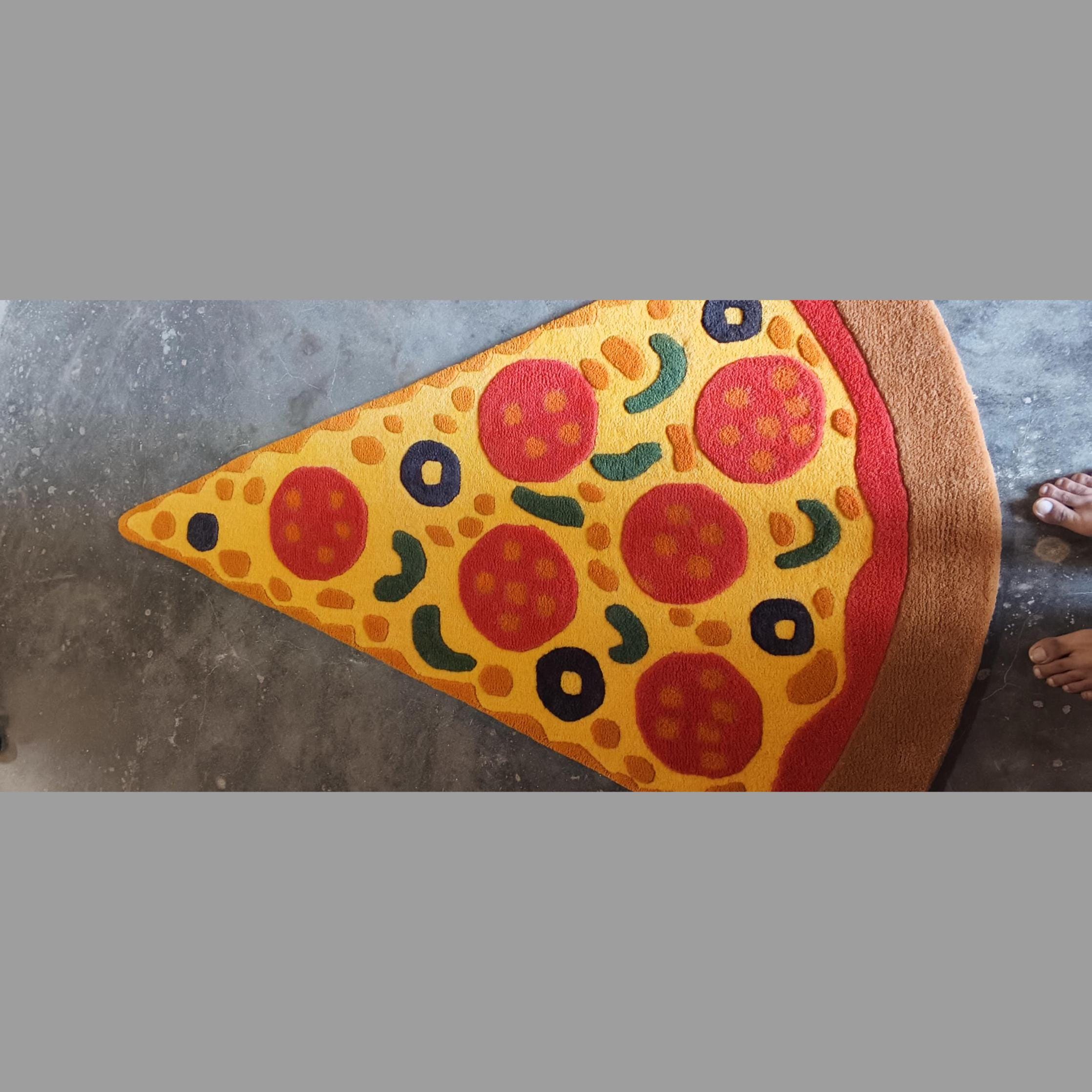 Slice Rugs Hand Tufted Pizza Slice Rug | Fun Pepperoni Veggie Area Rug | Quirky ...