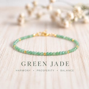 Minimalistiskt armband med naturlig jadekristall, 2 mm fint armband med grön ädelsten, gåva med lycka och välstånd