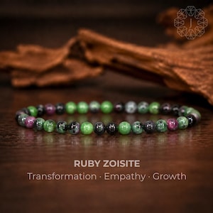 Ruby Zoisite Stone Bracelet - 4mm Dainty Natural Gemstone Bracelet - Healing Crystal Yoga Gift