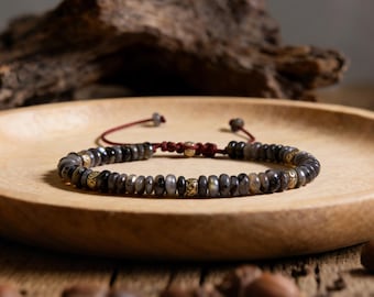 Larvikite Black Moonstone Bracelet | AAA Natural Protection Crystal | Grounding Energy Meditation Gift