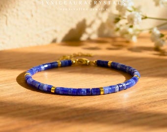 Blue Sodalite Gemstone Bracelet - Calm Clarity Minimalist Boho Beaded Crystal Jewelry, Healing Stacking Bracelet
