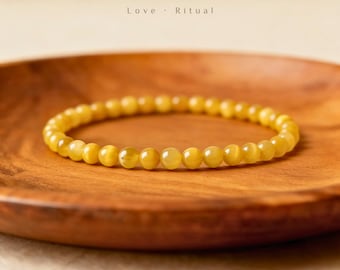 Golden Tiger Eye Bracelet - Protection Crystal Jewelry - Natural 4mm Gemstone Stretch Bracelet Gift