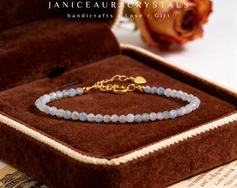 Labradorite Healing Crystal Bracelet - Dainty Natural Gemstone Bracelet for Women, Minimalist Stacking Bracelet, Gift for Her