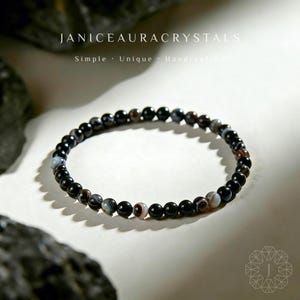 Self Care Gift Orca Agate Bracelet, 4mm Natural Crystal Bracelet, Inner Peace Jewelry, Birthday Gift for her, Dainty Stretchy Bracelet