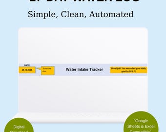 Plantilla de Excel para el seguimiento de hidratación de 27 días con calculadora automática de ingesta
