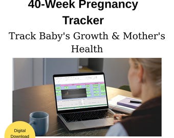 Planificador de embarazo en Excel, registro semanal, panel de control de crecimiento y salud del bebé