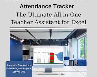 Plantilla digital para el seguimiento de calificaciones y asistencia de profesores de secundaria en Excel.