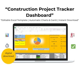 Plantilla de construcción de Excel / Diagrama de Gantt y seguimiento de cronogramas / Panel de proyecto