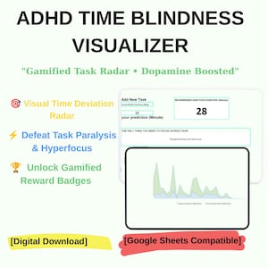 ADHD-tijdblindheidsvisualizer, gamified radar, dopaminetracker (digitale download)
