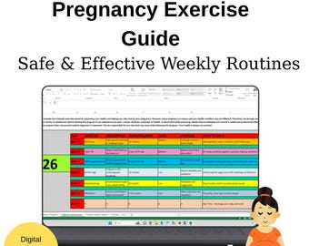 Planificador de actividad física durante el embarazo en Excel, planificador semanal de ejercicios prenatales
