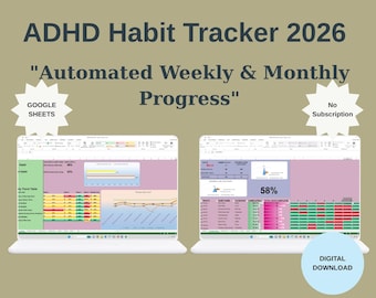 Planificador de hábitos para personas con TDAH en Excel: Planificador semanal y mensual automatizado para personas neurodivergentes (2026)