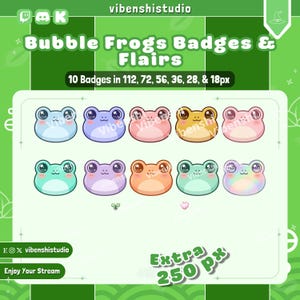Bubble Frogs Twitch Sub Badges with Flair | Bit Badges, Channel Points for Streams/Discord