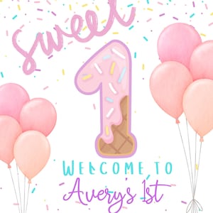 Sweet One Birthday Printable Welcome Sign | First Birthday Party Decor | Editable Printable Template | 1st Birthday Sign