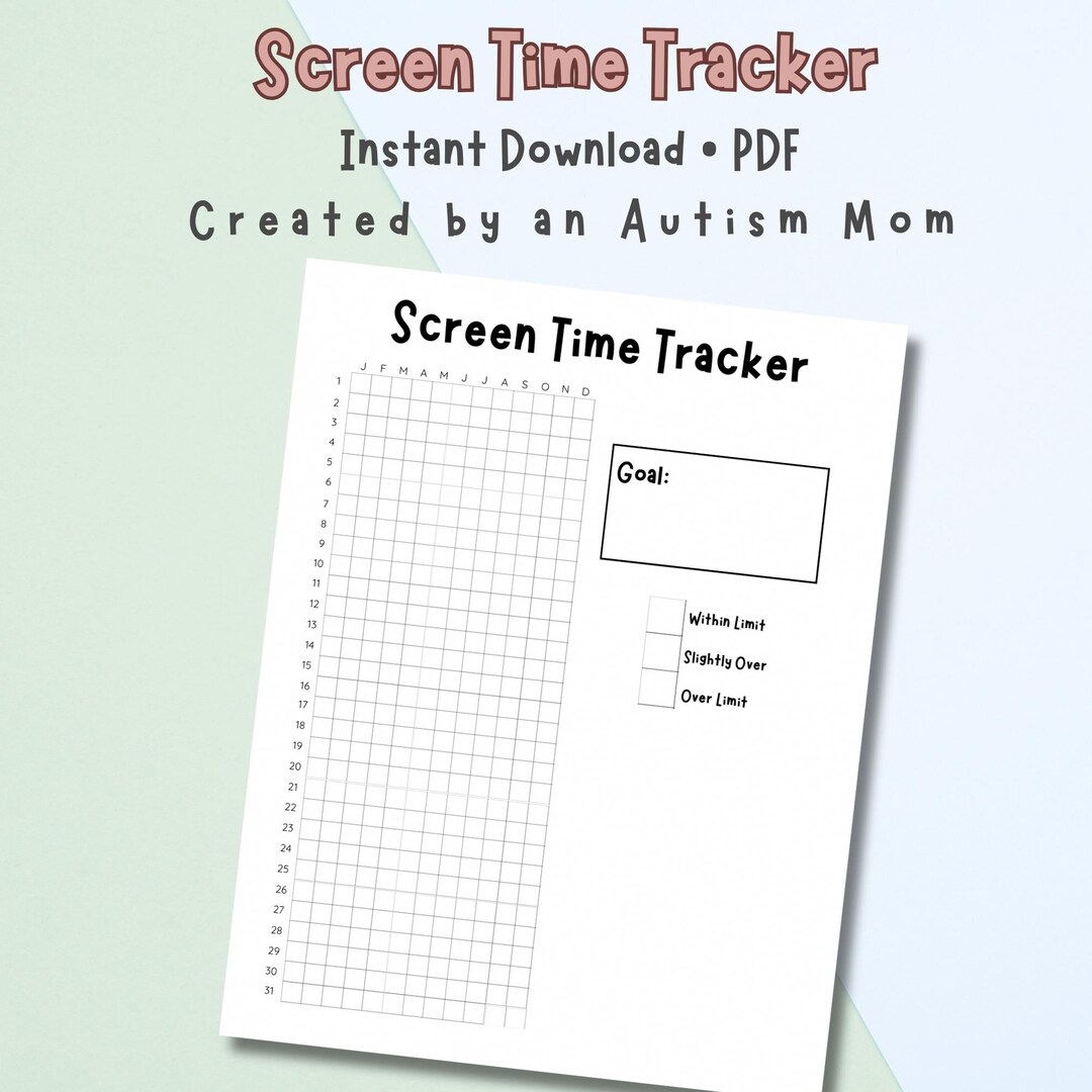 Autism-friendly Screen Time Tracker - Printable Yearly PDF - Etsy