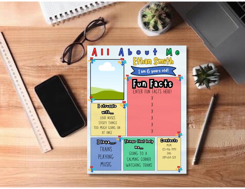 Editable All About Me Worksheet, Autism-friendly School Printable - PDF ...