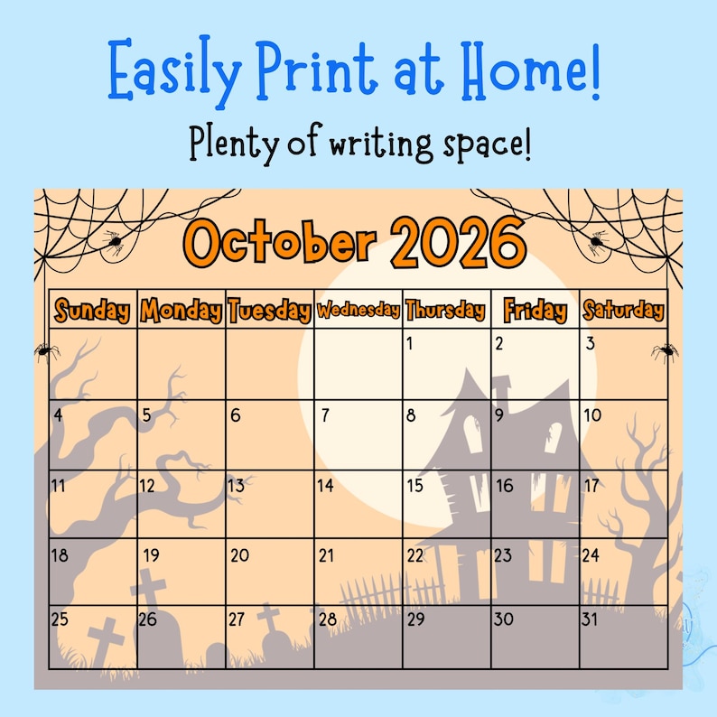 2026 Seasonal Printable Calendar, Monthly Holiday Themed Calendar PDF ...