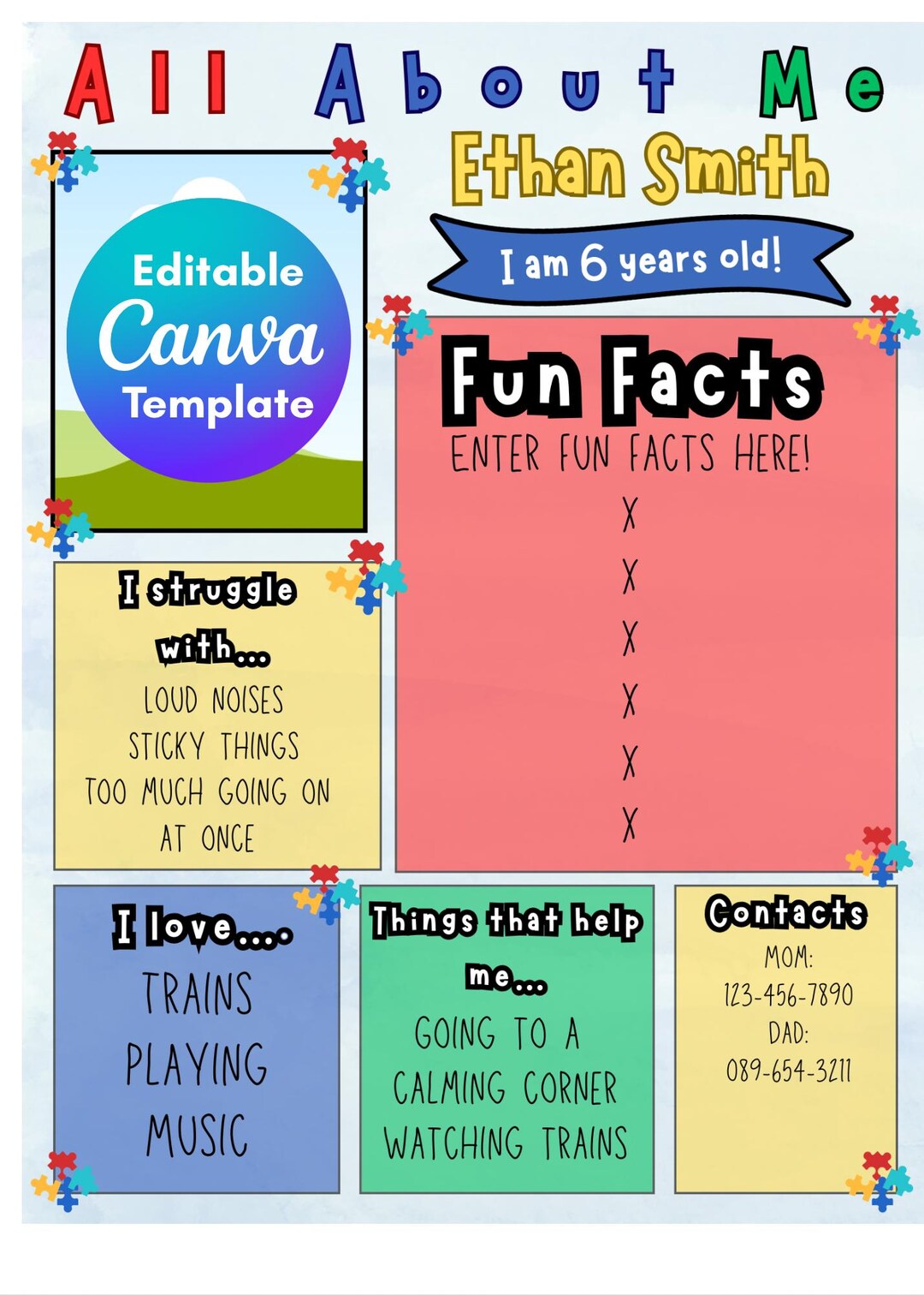 Editable All About Me Worksheet, Autism-friendly School Printable - PDF ...