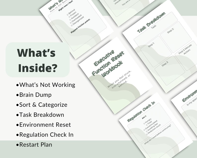 実行機能リセットワークブック - ブレインダンプとオーバーホールプランナー - ADHDおよび神経多様性のある方向け印刷可能 画像 2