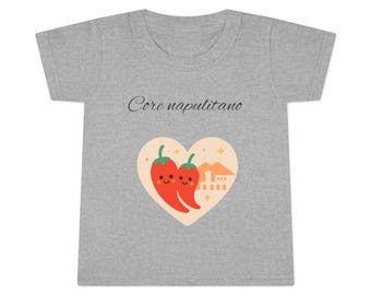Children's T-Shirt Peperoncino Heart "Cuore Napoletano" | 10 Colors | 2T–6T | Cute Unisex Shirt | Gift for Italy Fans Sizes 92–116