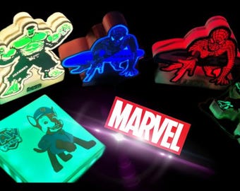 Superhero LED Lamp with Remote | Marvel Superhero Night Light | Color Changing Room Decor