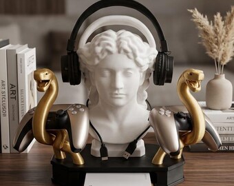 Medusa Gaming Throne – PS5 Controller & Headphone Stand – Luxury Mythology Setup – 3D Printed – Customizable Gift