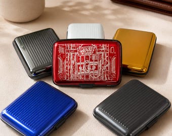 Engraved card case, slim wallet, card holder, gift for men and women, travel case