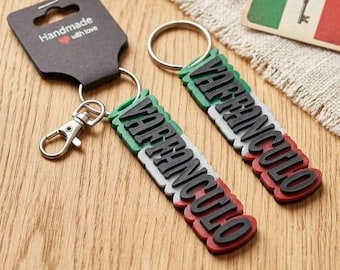 Vaffanculo Italy Keychain – Funny Italia Keychain – Italian Flag Gift – Funny Italian Keyring