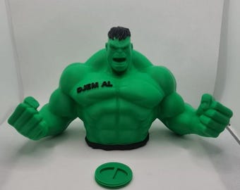 Hulk 3D Printed Personalized XXL Superhero Money Box for Euros / CHF 140 mm Gift for Children & Fans