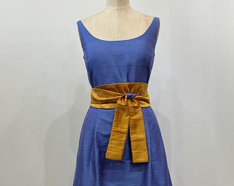 Periwinkle Shantung Scoopneck Cocktail Dress, Made-to-Order